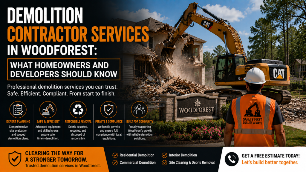 Demolition Contractor Services in Woodforest: What Homeowners and Developers Should Know